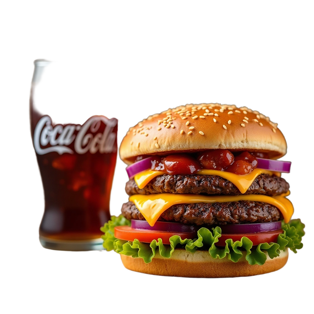 Delicious Burger and Coca-Cola Combo